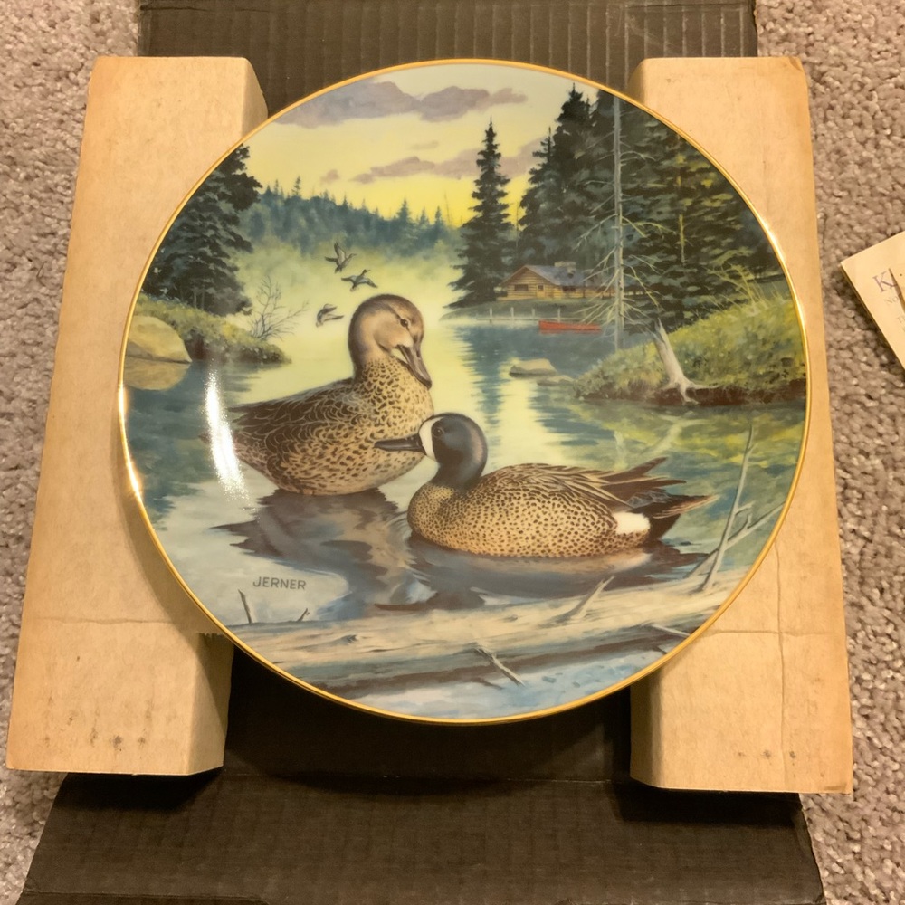 Bradford Exchange Bart Jerner 1988 Blue-Winged Teal Duck Plate Certificate Box